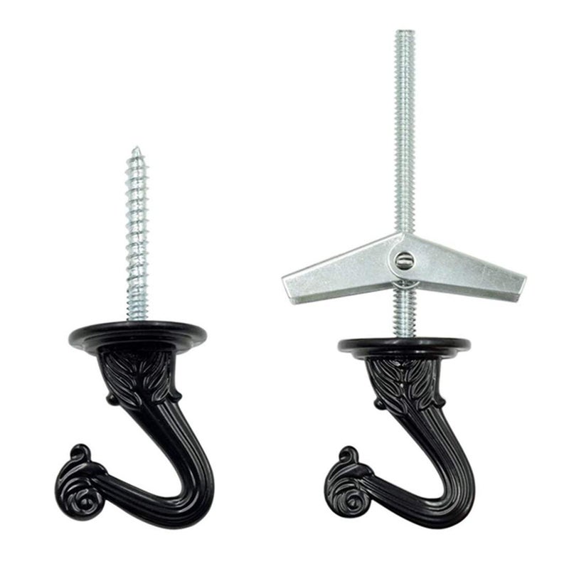 bnafes 38mm/1.5" Ceiling Hooks - Heavy Duty Swag Hook with Steel Screws Bolts and Toggle Wings for Hanging Plants Ceiling Installation Cavity Wall Fixing Black - (2 Sets) - Image 2